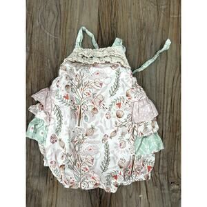 Ricrac & Ruffles Floral Bubble Romper One Piece Size 3-6 months